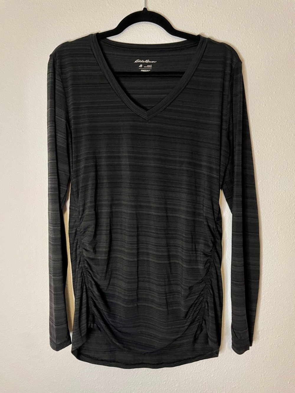 Eddie Bauer Freedry Ruched Sides Lightweight Hiking Long Sleeve Top Large